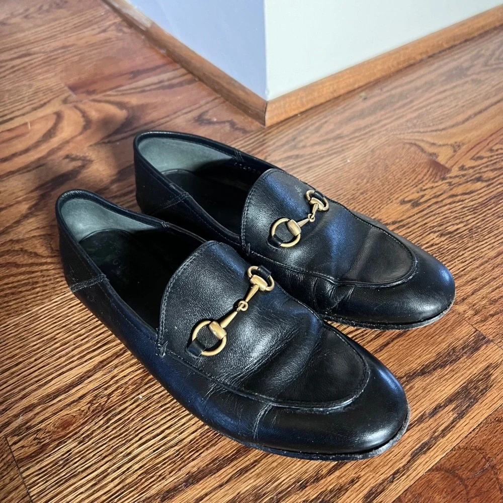 Gucci Brixton‎ Black Leather Horsebit Loafers 414989 38.5 - Picture 15 of 16